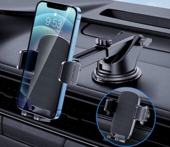 TICILFO Phone Mount for Car Phone Holder [Military-Grade Suction & Stable Clip] Car Phone Holder Mount Windshield Dashboard Air Vent Universal Automobile Mount Fit for All...