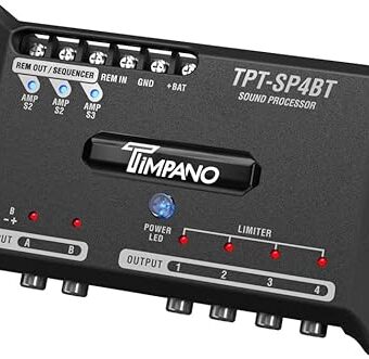 Timpano TPT-SP4BT Bluetooth DSP 4 Output Channel- Full Digital Signal DSP Car Audio Processor - Built-in Voltmeter and Remote Relay