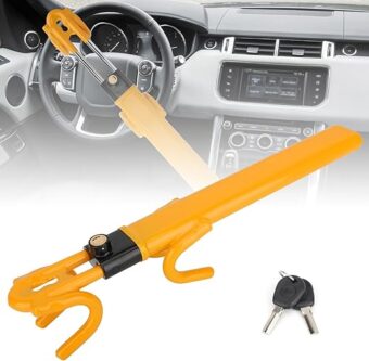 TIPHOPE Car Steering Lock Anti-Theft Device Heavy Duty Car Wheel Lock Adjustable Length Universal Car Security Lock Fit for 8-12.5”Wheel Car Truck SUV Van-2 Year Warranty