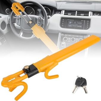 TIPHOPE Car Steering Lock Anti-Theft Device Heavy Duty Car Wheel Lock Adjustable Length Universal Car Security Lock Fit for 8-12.5”Wheel Car Truck SUV Van-2 Year Warranty