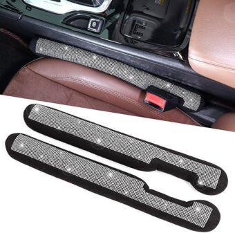 ToBeQueen Bling Car Seat Gap Filler Universal Fit for Car SUV Truck, Set of 2 Handmade Crystal Diamond Rhinestone Seat Gap Blocker Bling Car Accessories for Women(Silver)