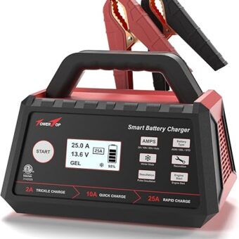 TowerTop 2/10/25 Amp 12V Smart Car Battery Charger, Fully Automatic Battery Maintainer with Engine Start, Auto Desulfator, Battery Repair, Winter Mode, for AGM, STD, GEL, Deep...