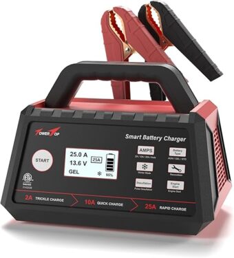 TowerTop 2/10/25 Amp 12V Smart Car Battery Charger, Fully Automatic Battery Maintainer with Engine Start, Auto Desulfator, Battery Repair, Winter Mode, for AGM, STD, GEL, Deep...