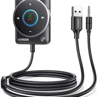 UGREEN 2024 Latest Bluetooth 5.4 Aux Car Adapter, [Enhanced Connection & Noise Cancellation], Bluetooth Aux Receiver with Nylon Braided Cable, Plug & Play for Car...