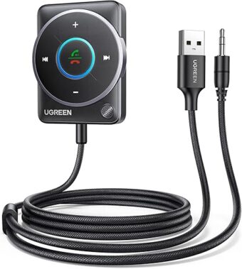 UGREEN 2024 Latest Bluetooth 5.4 Aux Car Adapter, [Enhanced Connection & Noise Cancellation], Bluetooth Aux Receiver with Nylon Braided Cable, Plug & Play for Car...