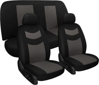 Universal Car Seat Covers Full Set - Front and Rear Split Bench, Easy to Install, Breathable and Washable Universal Interior Covers for Auto, SUV, Sedan, Van, Airbag Compatible,...