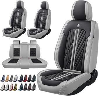 Universal Fit Waterproof Breathable Nappa Leather Automotive Vehicle Car Seat Covers Set Cushion Protector for Sedan SUV