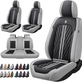 Universal Fit Waterproof Breathable Nappa Leather Automotive Vehicle Car Seat Covers Set Cushion Protector for Sedan SUV