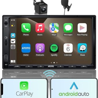 [Upgrade] ATOTO Double Din Car Stereo with Wireless CarPlay,Wireless Android Auto,7in IPS Touchscreen,Bluetooth,Phone Mirroring,HD LRV Camera,USB Video & Audio,F7G2A7WE-S01