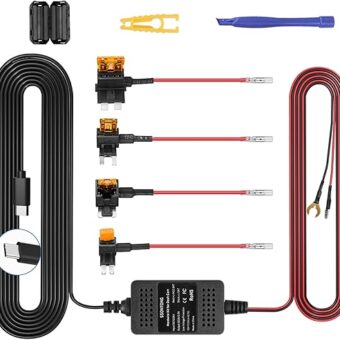 Upgraded Dash Cam Hardwire Kit, Type-C USB Hard Wire Kit 12V-24V to 5V Hardwire Kit with Low Voltage Protection 13ft Dash Cam Charger Power Cord for Dashcam GPS Power Supply...