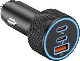 USB C Car Charger, 3-Port 67W Dual USB-C & USB-A Car Power Adapter PD/QC Fast Charging Cigarette Lighter for iPhone 15/14/13/12/11/Pro Max, iPad, Samsung Galaxy S24/S23/S22/S21,...