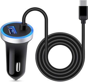 USB C Car Charger, 3.4A Fast Charging Car Adapter+3ft Type C Cable for Samsung Galaxy S24 S23 S22 S21 S20 S10 Note 20 A10E A20 A50 A51 A71 A11,LG Stylo 6/5/4 G7 V60 ThinQ Moto...