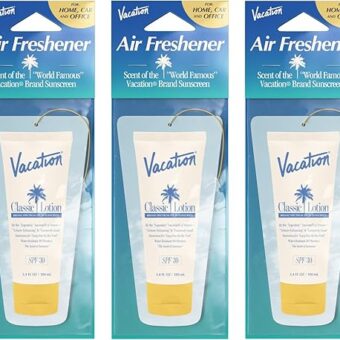 Vacation Air Freshener 3-Pack, Award Winning Vacation Sunscreen Scent, Car Air Fresheners for Women + Men, Closet, Drawer and Purse Freshener, Air Freshener for Home, Office...