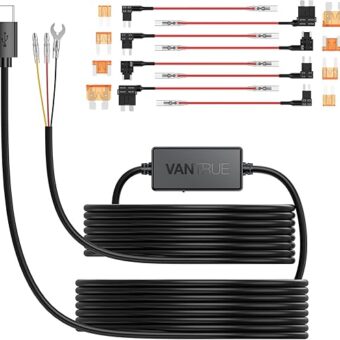 Vantrue 11.5ft Type C USB 12V 24V to 5V Dash Cam Hardwire Kit with Add a Circuit Fuses, Low Voltage Protection for N4, N4 Pro, N5,N2 Pro(2023),E1,E1 Lite,E2,E3,S1 Pro,S2-2CH,...