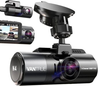 Vantrue N4 3 Channel Dash Cam, 4K+1080P Front and Rear, 1440P+1440P Front and Inside, 1440P+1440P+1080P Three Way Triple Car Camera, IR Night Vision, 24 Hours Parking Mode,...