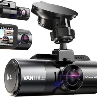 Vantrue N4 3 Channel Dash Cam, 4K+1080P Front and Rear, 1440P+1440P Front and Inside, 1440P+1440P+1080P Three Way Triple Car Camera, IR Night Vision, 24 Hours Parking Mode,...