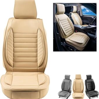 VEVOR Seat Covers, Universal Car Seat Covers Front Seats, 2pcs Faux Leather Seat Cover, Semi-Enclosed Design, Detachable Headrest and Airbag Compatible, for Most Cars SUVs and...