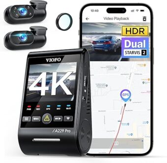 VIOFO A229 Pro 3 Channel 4K HDR Dash Cam, Dual STARVIS 2 Sensors IMX678 & IMX675, 4K+2K+1080P Front Inside and Rear Triple Car Camera, 5GHz WiFi GPS, Voice Control, 24H Parking...