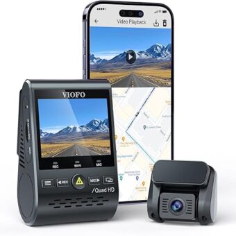 VIOFO Dual Dash Cam, 2K 1440P 60fps+1080P 30fps Front and Rear Dash Camera with Wi-Fi GPS, Parking Mode, Emergency Recording, Super Capacitor, Motion Detection (A129 Plus Duo)