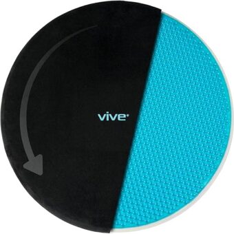 Vive Swivel Car Seat Cushion for Elderly Assistance - 360 Large Round Rotating Chair Pad with Memory Foam (Black)