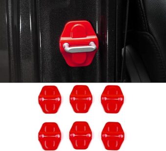 Voodonala for JL Door Lock Cover Buckle Decor Trim for 2018-2024 Jeep Wrangler JL JLU, for Jeep Gladiator JT 2020 2021, ABS Exterior Accessories, 6PAC,Red