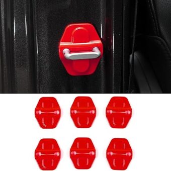 Voodonala for JL Door Lock Cover Buckle Decor Trim for 2018-2024 Jeep Wrangler JL JLU, for Jeep Gladiator JT 2020 2021, ABS Exterior Accessories, 6PAC,Red