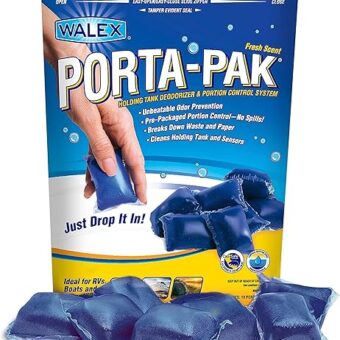 Walex Porta-Pak RV Marine Black Holding Tank Deodorizer Drop-Ins, Camper, Boat, Camping Cassette Toilet Cleaner Tablets Pods, Fresh, 10 Pack