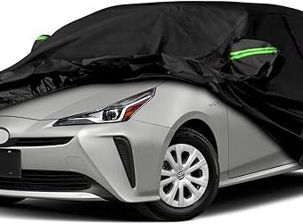 Waterproof Car Cover Replace for 2004-2024 Toyota Prius, 6 Layers All Weather Car Covers with Zipper Door & Windproof Bands for Snow Rain Dust Hail Protection