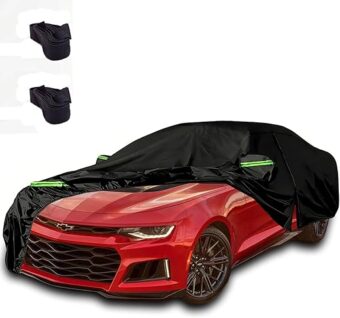 Waterproof Car Covers for 2010-2023 Chevy Camaro Car Cover, All-Weather High-Density Waterproof Camaro Car Cover, w/Zipper Door, Windproof, Dustproof and UV Proof All Weather...