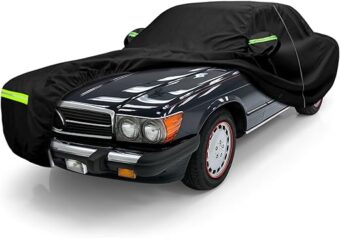 Waterproof Car Covers Replace for 1981-2002 Mercedes Benz SL-Class 380SL 500SL 560SL, 6 Layers All Weather Custom-fit Car Cover with Zipper Door for Snow Rain Dust Hail Protection