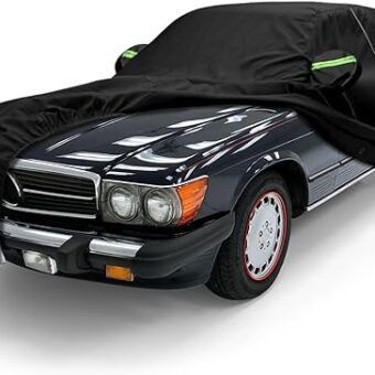 Waterproof Car Covers Replace for 1981-2002 Mercedes Benz SL-Class 380SL 500SL 560SL, 6 Layers All Weather Custom-fit Car Cover with Zipper Door for Snow Rain Dust Hail Protection