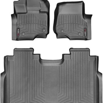 WeatherTech Custom Fit FloorLiners for Ford F-150 (Crew Cab, Bench Seating) - 1st & 2nd Row (44697-1-4) W/O Fold Flat Storage, Black