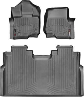 WeatherTech Custom Fit FloorLiners for Ford F-150 (Crew Cab, Bench Seating) - 1st & 2nd Row (44697-1-4) W/O Fold Flat Storage, Black