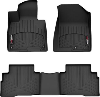 WeatherTech Custom Fit FloorLiners for Kia Sportage Hybrid - 1st & 2nd Row (441732-1-3), Black