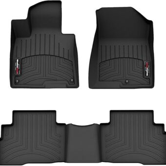 WeatherTech Custom Fit FloorLiners for Kia Sportage Hybrid - 1st & 2nd Row (441732-1-3), Black