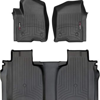 WeatherTech Custom Fit FloorLiners for Silverado 1500, 2500HD/3500HD LTD, Sierra 1500, 2500HD/3500HD, Limited, (CrewCab, Bucket Seats) W/2nd Row Storage Box- 1st Row & 2nd Row,...