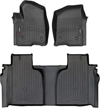 WeatherTech Custom Fit FloorLiners for Silverado 1500, 2500HD/3500HD LTD, Sierra 1500, 2500HD/3500HD, Limited, (CrewCab, Bucket Seats) W/2nd Row Storage Box- 1st Row & 2nd Row,...