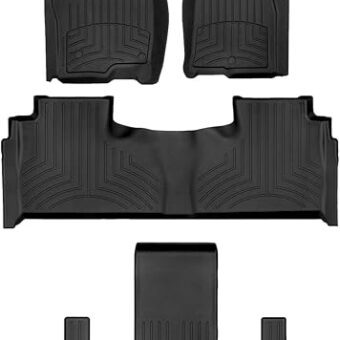 WeatherTech FloorLiner HP Custom Fit Floor Mats for Escalade, Escalade-V, Yukon, Tahoe (2nd Row Bucket Seating) - Full Set (441632-1-2-3IM), Black