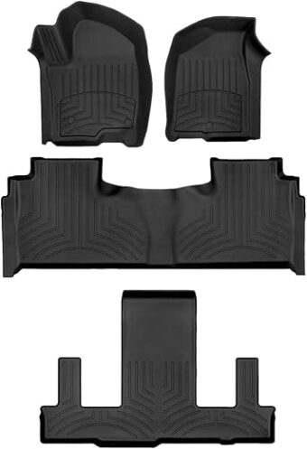 WeatherTech FloorLiner HP Custom Fit Floor Mats for Escalade, Escalade-V, Yukon, Tahoe (2nd Row Bucket Seating) - Full Set (441632-1-2-3IM), Black