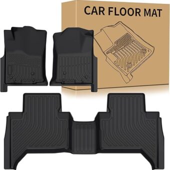 Weize Floor Mats for Toyota Tacoma Double Cab 2005-2015 All-Weather TPE Front & 2nd Seat Floor Liner, Black