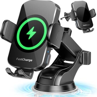 Wireless Car Charger, Fast Charging Phone Holder BothLin 3 in 1 Phone Mount Auto Clamping Car Accessories Compatible with iPhone 15 14 13 12 11 Xs XR, Samsung S23 Ultra S22 S21...