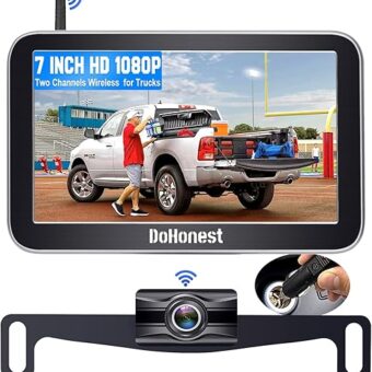 Wireless Truck Backup Camera 7-Inch: Easy to Install HD 1080P Split-Screen Color Auto Night Vision Rear View Camera DIY Guide Lines Wide Angle Waterproof for Car Pickup Van SUV...