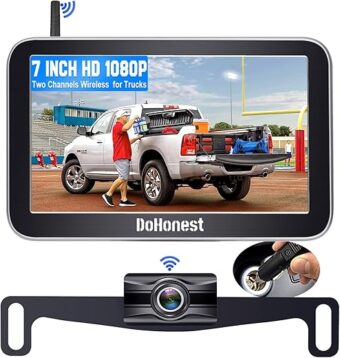 Wireless Truck Backup Camera 7-Inch: Easy to Install HD 1080P Split-Screen Color Auto Night Vision Rear View Camera DIY Guide Lines Wide Angle Waterproof for Car Pickup Van SUV...