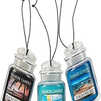 Yankee Candle Car Air Fresheners, Hanging Car Jar® Ultimate 3-Pack, Neutralizes Odors Up To 30 Days, Includes: 1 Bahama Breeze, 1 Black Coconut, and 1 Turquoise Sky