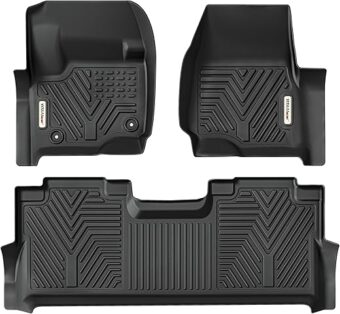 YITAMOTOR Floor Mats Compatible with F250/F350, Custom Fit Floor Liners for 2017-2024 Ford F-250/F-350 SuperCrew Cab, 1st & 2nd Row All Weather Protection