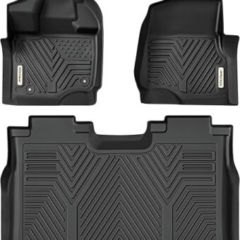 YITAMOTOR Floor Mats Fit for Ford F-150/F150 Lightning SuperCrew Cab 2024-2015(Rear w/o U-Seat Flat Storage),TPE All Weather F150 Truck mats, 1st & 2nd Row