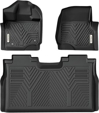 YITAMOTOR Floor Mats Fit for Ford F-150/F150 Lightning SuperCrew Cab 2024-2015(Rear w/o U-Seat Flat Storage),TPE All Weather F150 Truck mats, 1st & 2nd Row