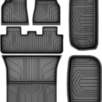 YITAMOTOR Tesla Model Y Floor Mats Full Set Custom Fit 2020-2024 All-Weather Cargo Liners Rear Cargo Tray Trunk Automotive Floor Mat Interior Accessories, Black