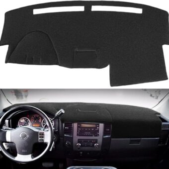 Yiz Dashboard Cover Dash Cover Mat Pad Carpet Custom Fit for Nissan Titan 2004-2012/Armada 2004-2007, Without Sensor，no Navi Holes(Black) Y30