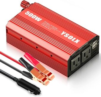 YSOLX 500W Power Inverter DC 12V to 110V AC Converter with 2 USB Ports and 2 AC Outlet, Car Charger Adpater for Road Trip and Camping